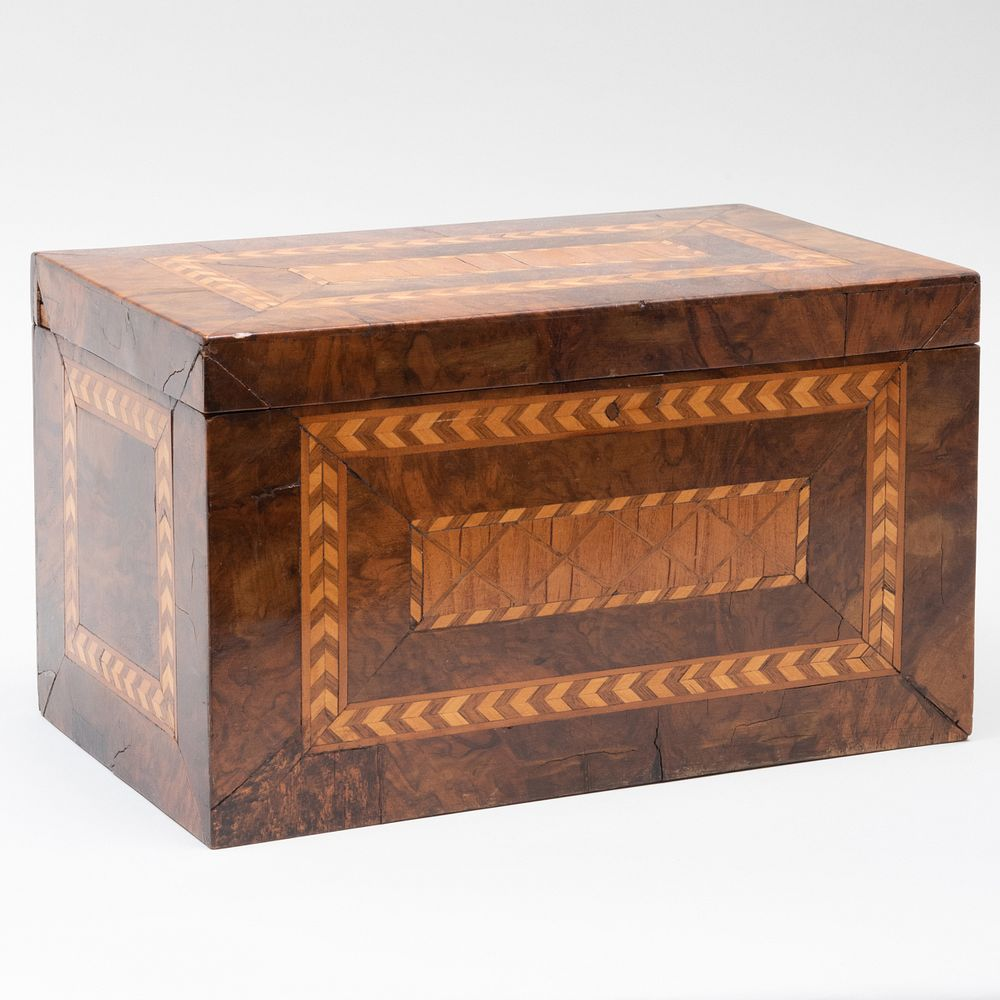 English Specimen Wood Inlaid Mahogany Rectangular Tea Caddy 6 1