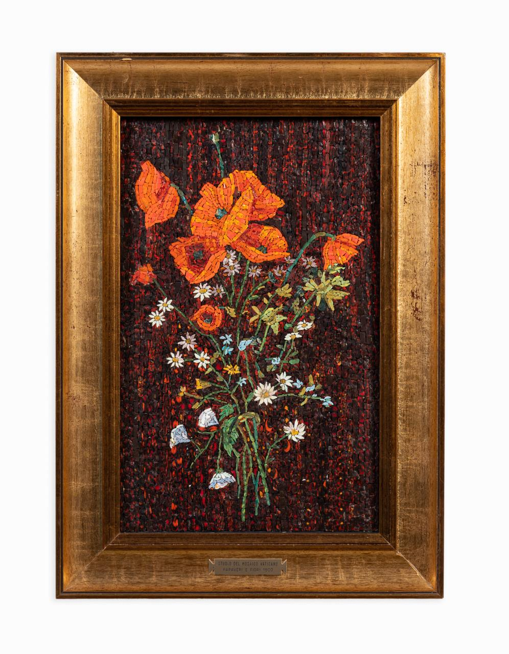 VATICAN STUDIO MICRO MOSAIC VASE OF FLOWERS Vatican Studio floral