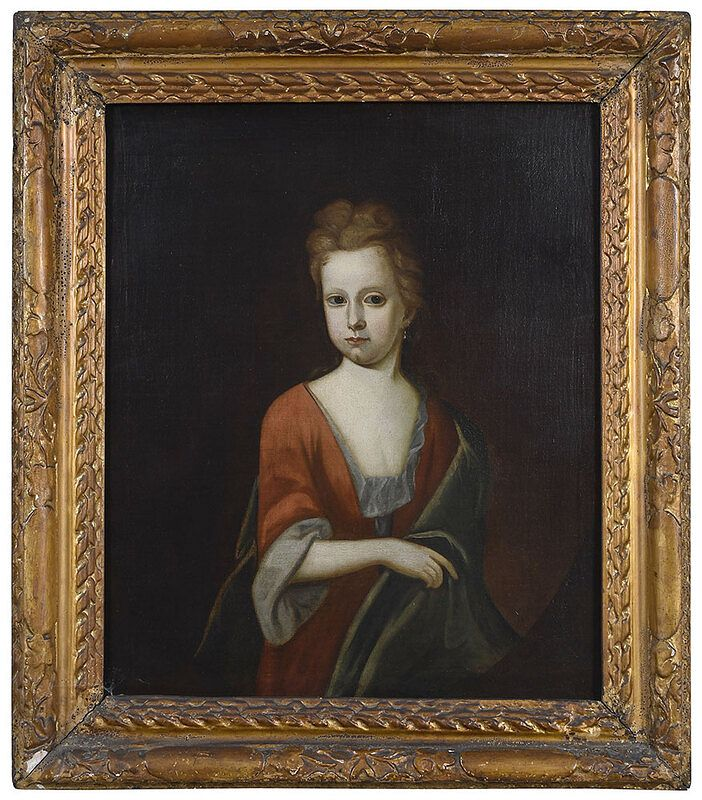 British School Portrait 18th century Young Lady in Red Dress
