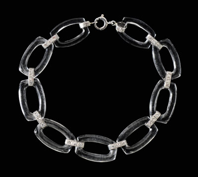 Crystal and diamond link bracelet crystal rounded rectangular links joined