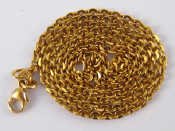 A yellow metal tests 18 carat gold necklace chain approx