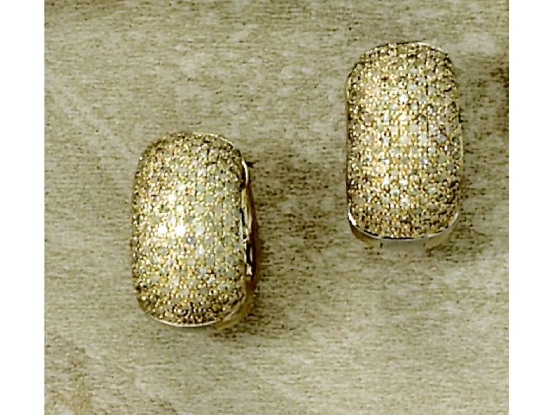 DIAMOND EARRINGS 14k yellow and white gold reversible hoop style