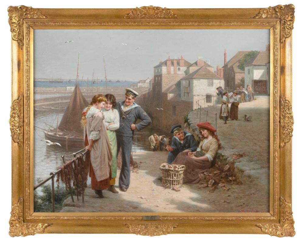 EDWIN THOMAS ROBERTS ENGLAND 1840 1917 NAVAL MANOEUVRES OIL ON