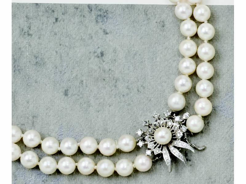 DOUBLE STRAND PEARLS 6 5mm 7mm cultured pearls with 14k