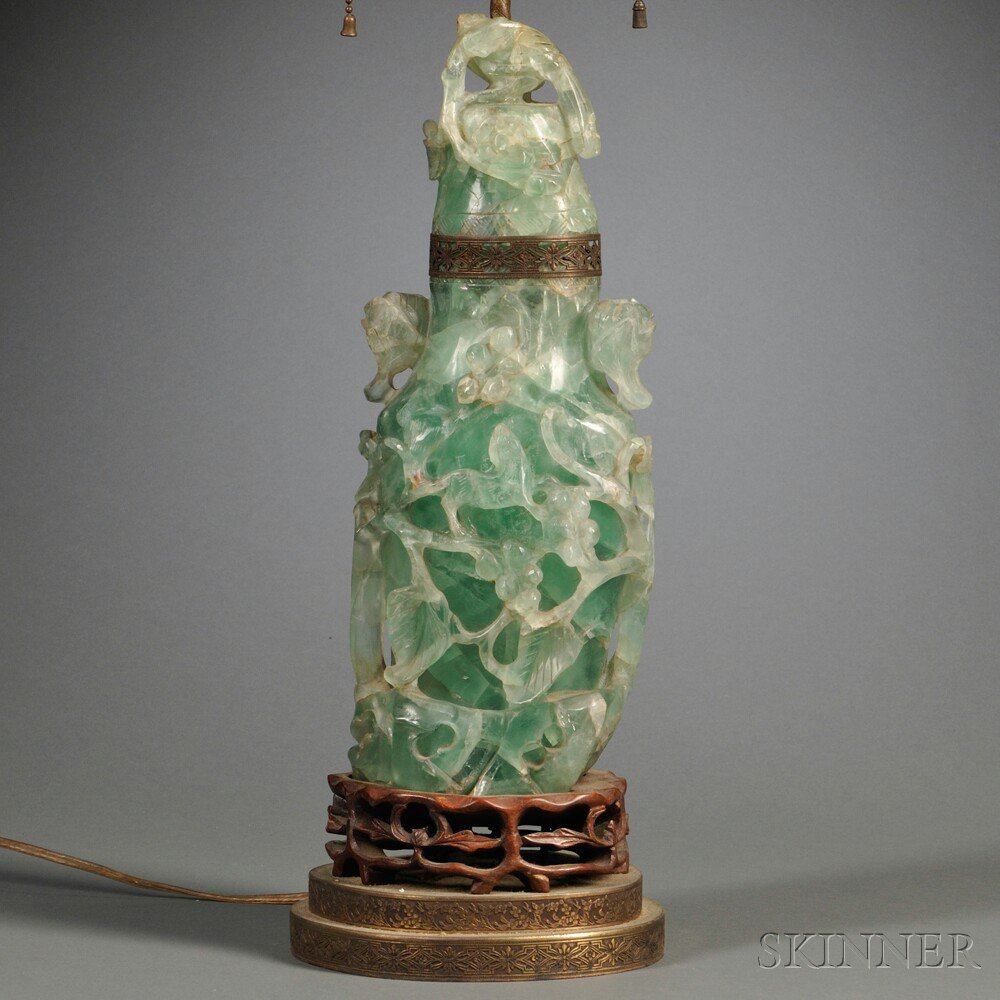 Fluorite Covered Vase Mounted as a Lamp China 20th century