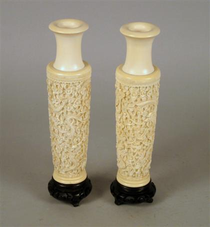 Pair of Chinese elephant ivory vases canton late 19th century
