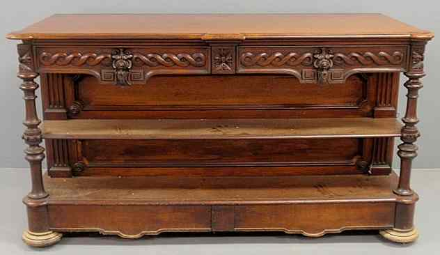 Philadelphia Renaissance Revival walnut side server c 1865 with a