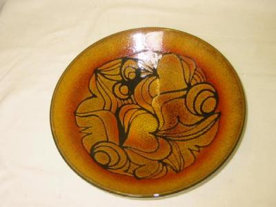 A POOLE AEGEAN DISH of circular form the interior with