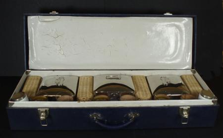 A 20th century cased picnic set the blue case with