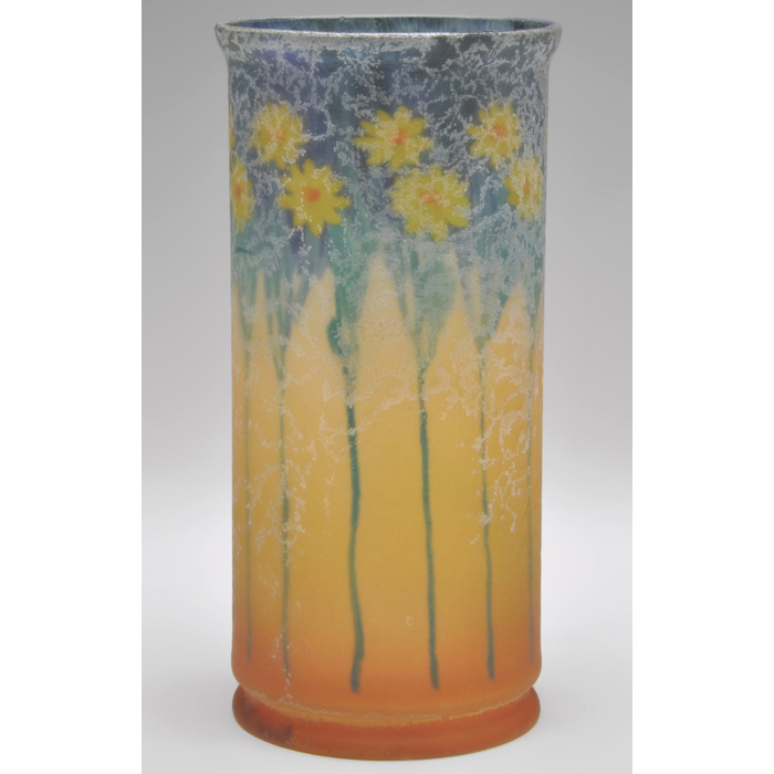 Handel shade colorful reverse painted floral design signed 6989 initials