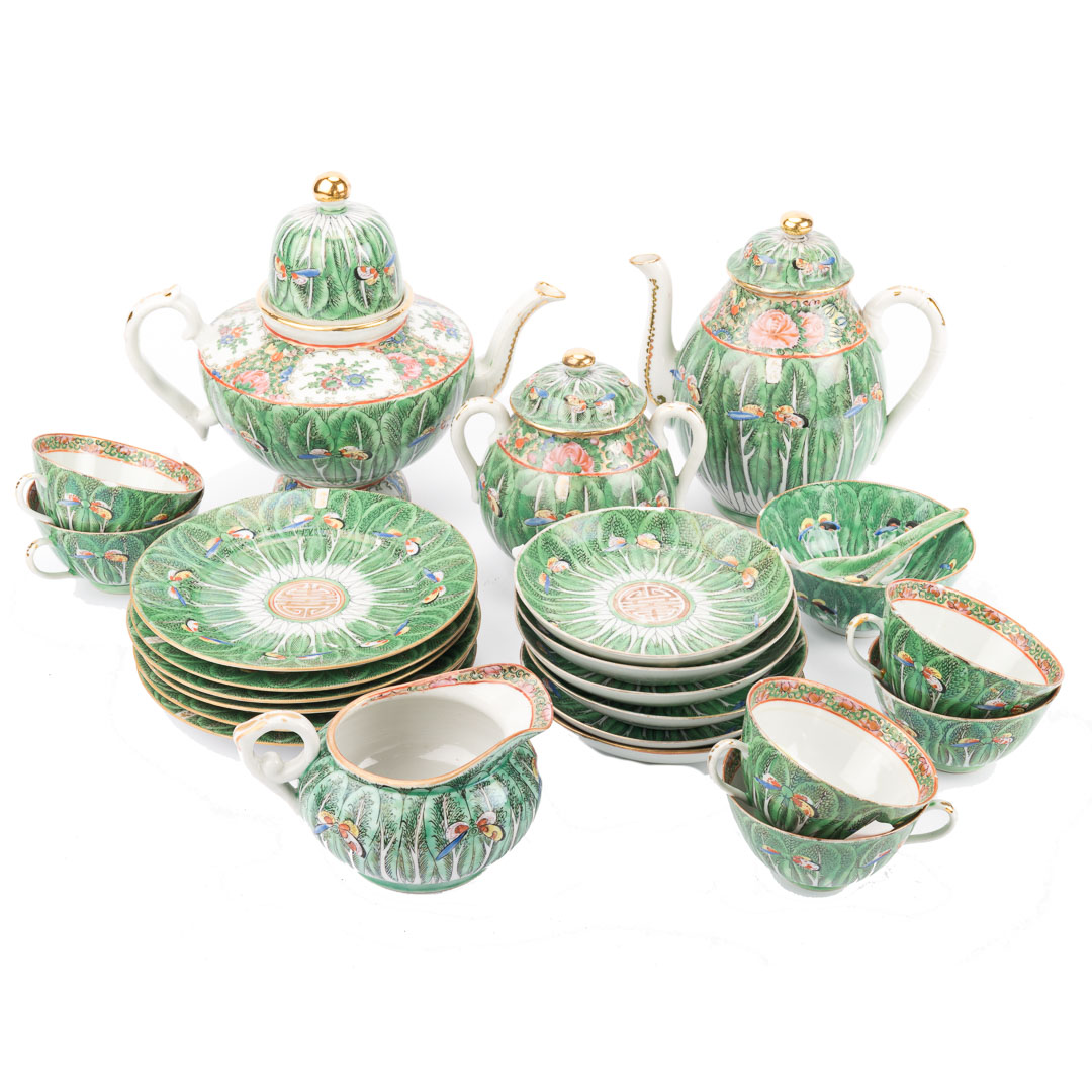 Chinese Export Cabbage Leaf tea coffee service 19th and 20th