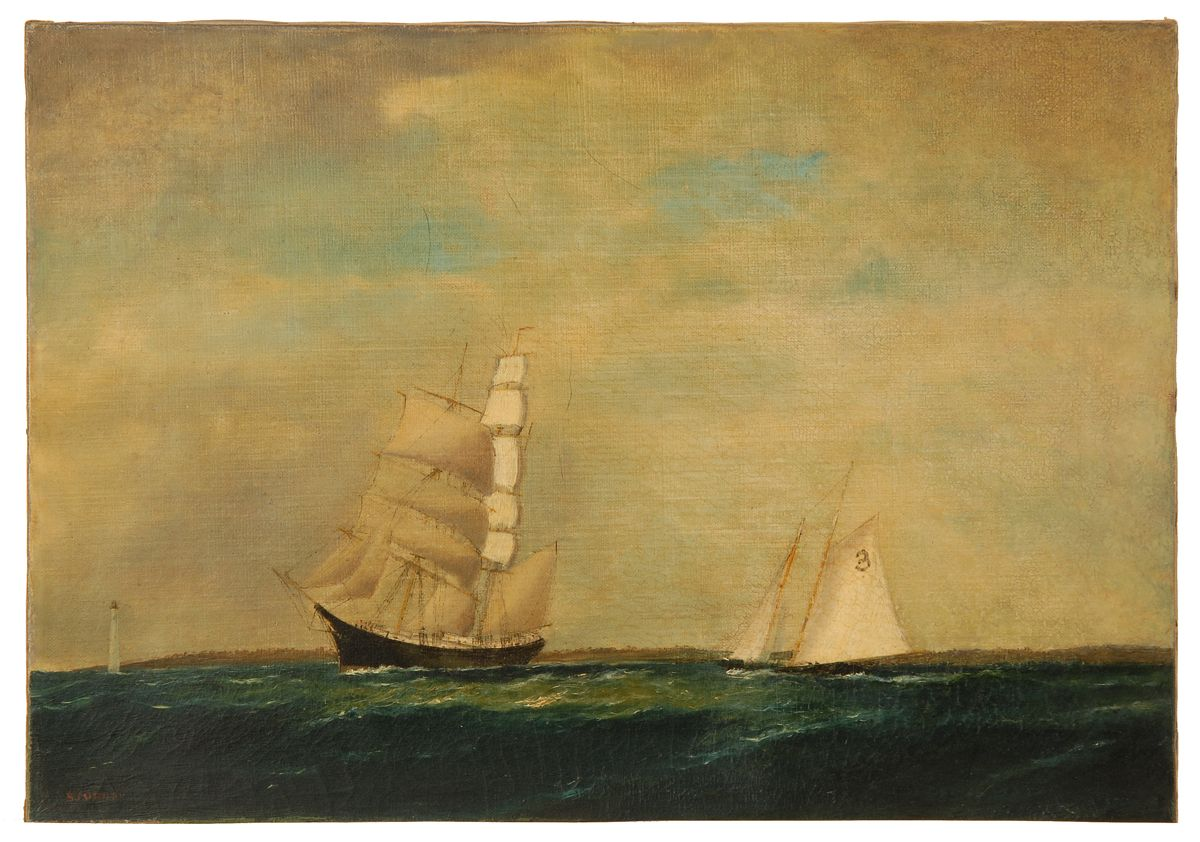 AMERICAN SCHOOLLate 19th CenturyWaiting for a Pilot off Minot Light