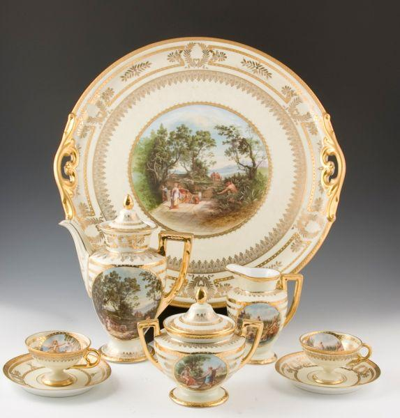 Royal Vienna Demi tasse Set late 19th c with handled