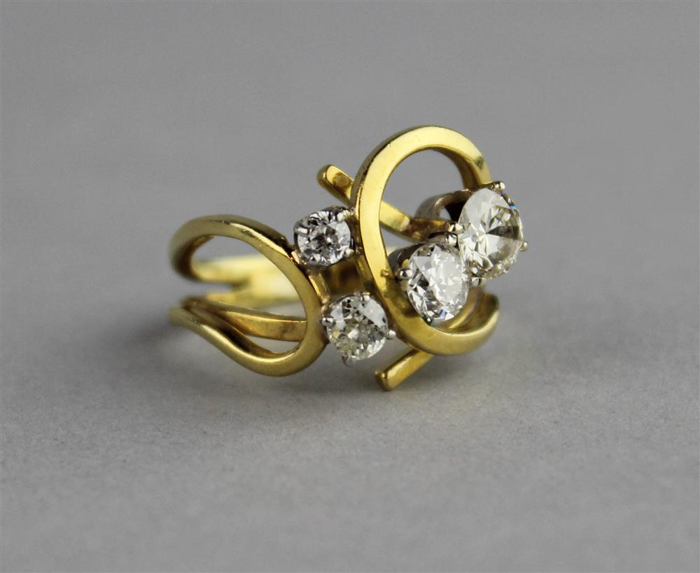 CONTEMPORARY MULTI DIAMOND RING SET IN 14K the diamond ring