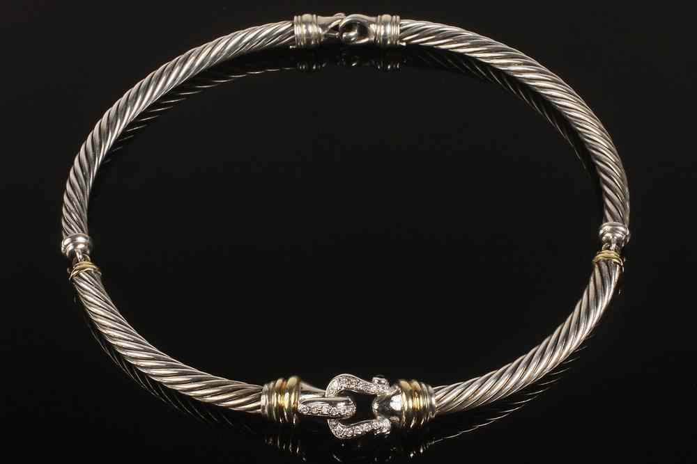 NECKLACE David Yurman Rope Pattern Hinged Necklace with 18K yellow