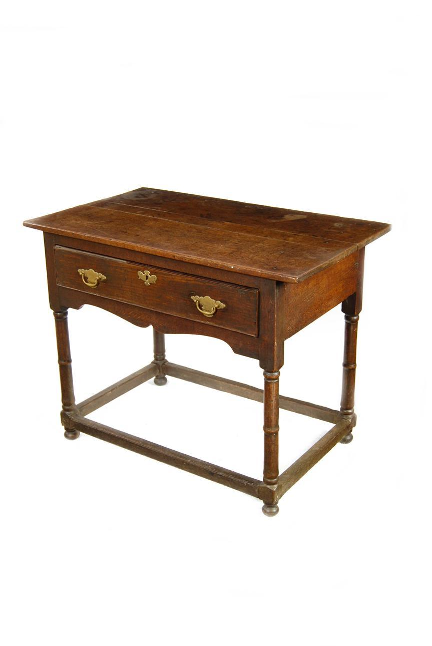 An early 18th century joined oak side table