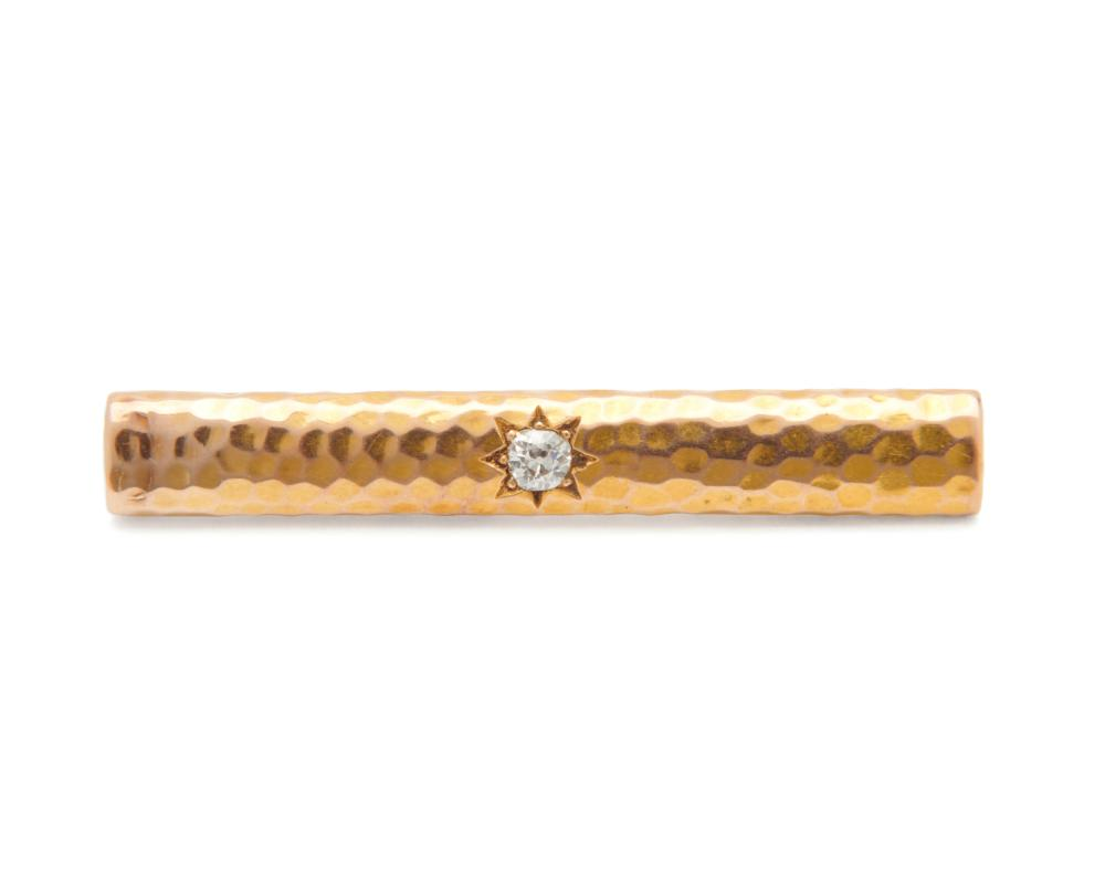 TIFFANY CO 18K Gold and Diamond Brooch the hammered gold