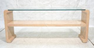 Pink Lacquered Glass Top Hall Console Table Faux marble lacquer
