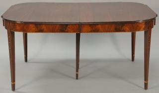 Mahogany Federal style dining table having D shaped ends on