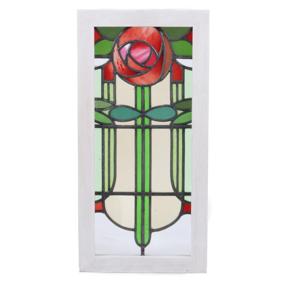 PERIOD EARLY 20TH CENTURY ARTS AND CRAFTS STAINED GLASS WINDOW
