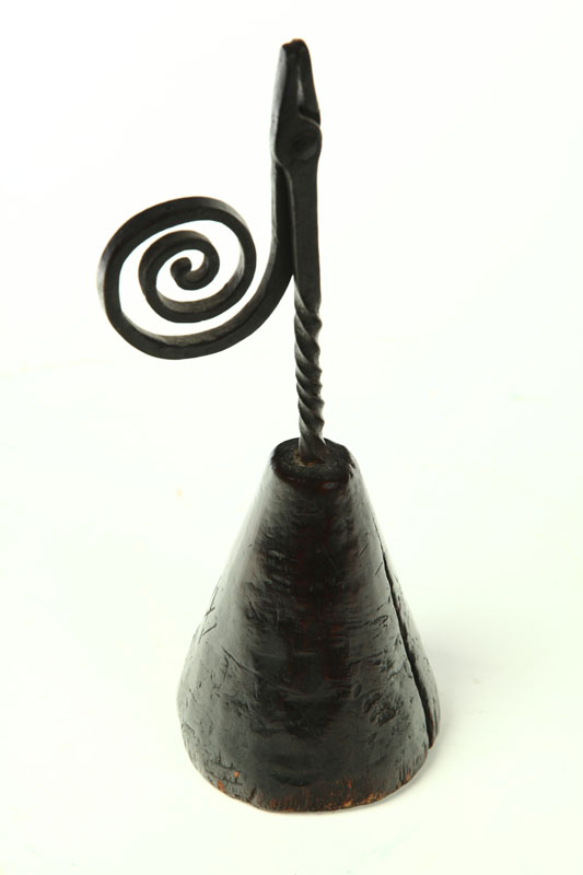 RUSH LIGHT HOLDER American 1st half 19th century wrought iron