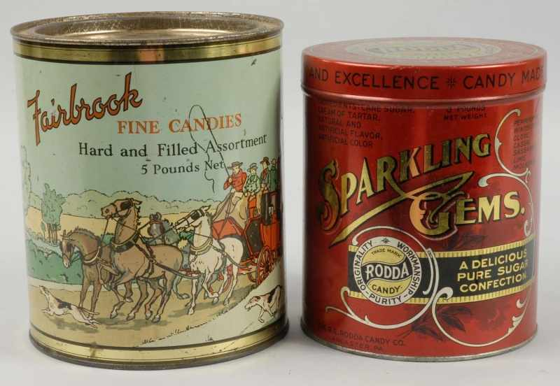 Lot of 2 Product Tins Description Includes one Fairbrook Candy