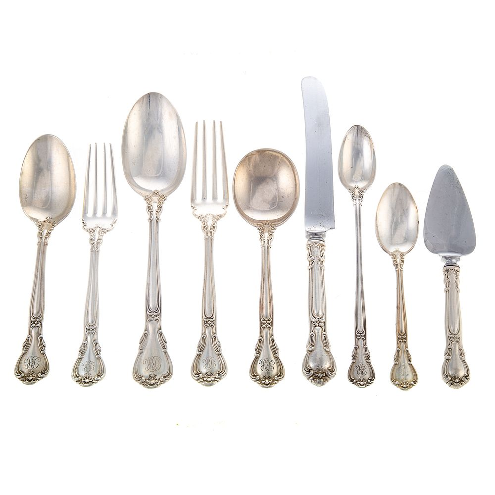 Gorham Sterling Chantilly Flatware Service Including twelve dinner knives twelve