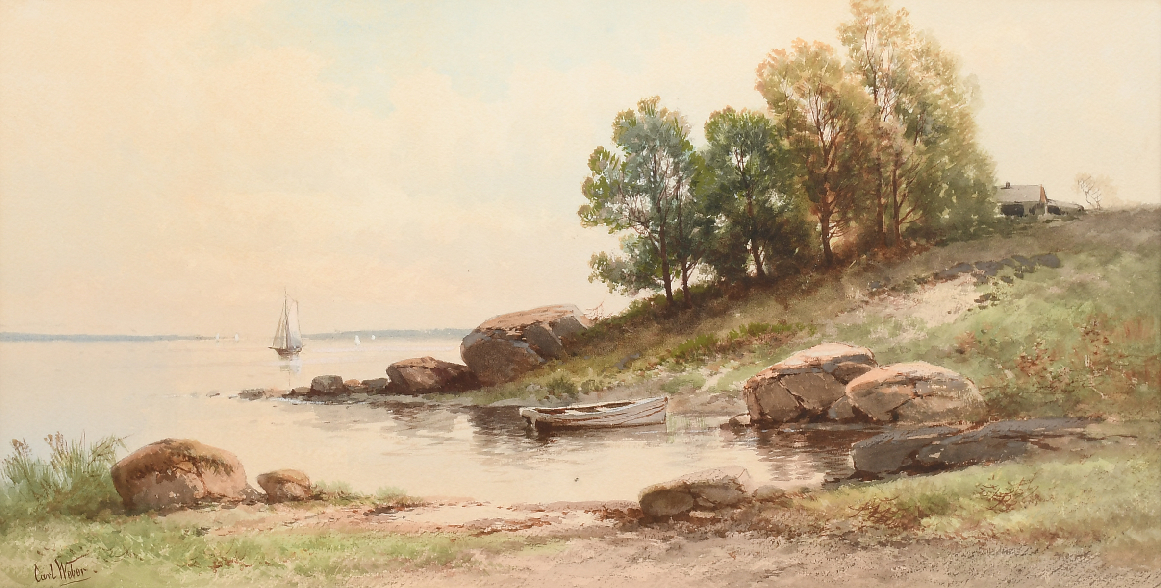 WEBBER Carl American German 1849 1922 Peaceful Day Sailing on