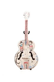R A Miller Folk Art Painted Blow Oskar Guitar Reuben