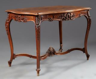 French Louis XV Style Carved Walnut Center Table 19th c