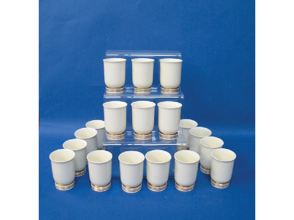 A SET OF EIGHTEEN WEDGWOOD KEITH MURRAY SMALL BEAKERS the
