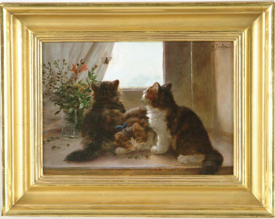 DANIEL MERLIN French 1861 1933 KITTENS Fine oil on wood