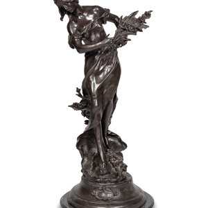 After Auguste Moreau French 1855 1919 Reine Des Pres Bronze