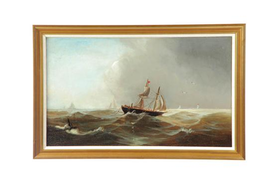 SEASCAPE WITH SHIPS EUROPEAN 19TH CENTURY Oil on canvas unsigned
