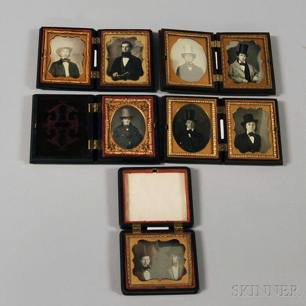 Eight Ninth plate Daguerreotype Portraits of Gentlemen in Five Union
