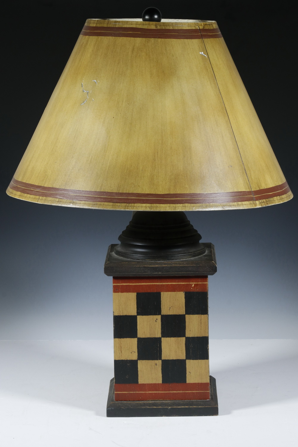 CUSTOM TABLE LAMP Custom painted square base wood table lamp