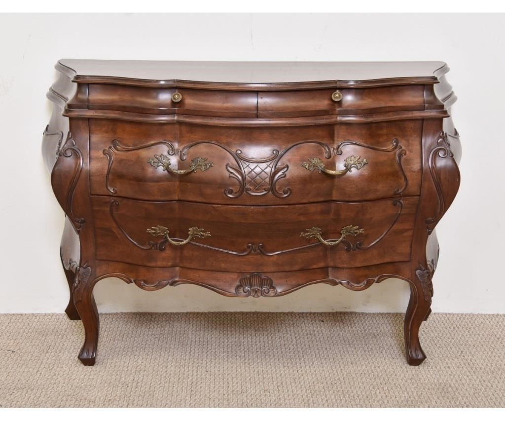 French style cherry bombe chest circa 1960 33 5 h