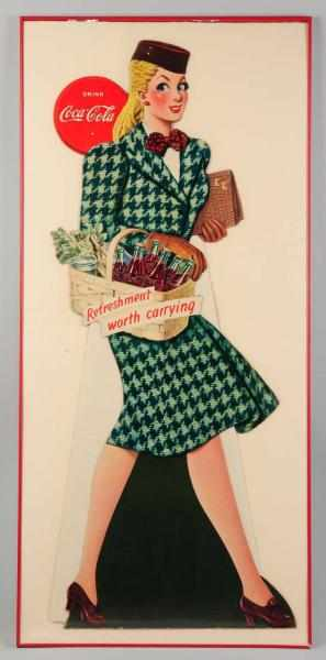 Cardboard Coca Cola Shopping Girl Cutout 1944 Framed under plexiglass