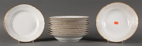 Set of eleven Bing Grondahl porcelain soup bowls and a
