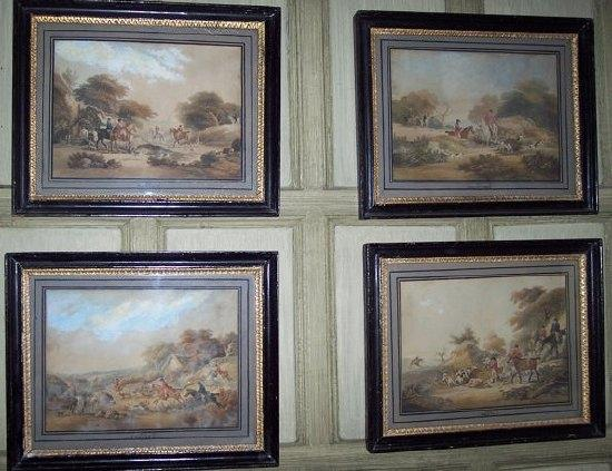19th Century English SchoolHunting Scenes Going OutDrawing CovertChaseDeatha set of