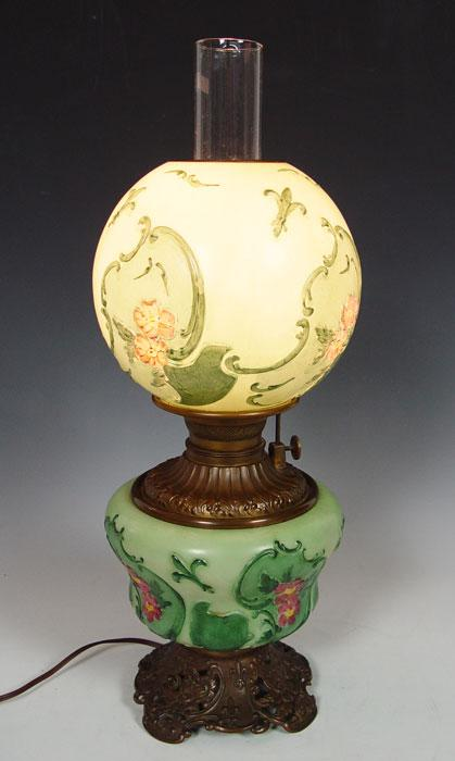 VICTORIAN OIL LAMP Converted to electricity Matching embossed base and