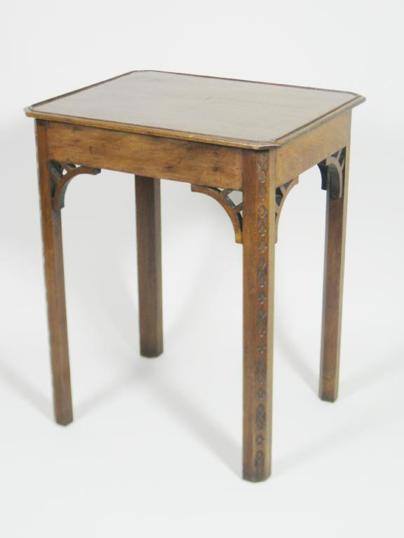 A Georgian mahogany Silver Table with chamfered rectangular top on
