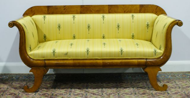 An early 19th century Swedish Biedermeier cherry veneered and upholstered