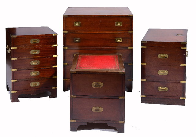 A GROUP OF FOUR PIECES OF MILITARY STYLE FURNITURE TO