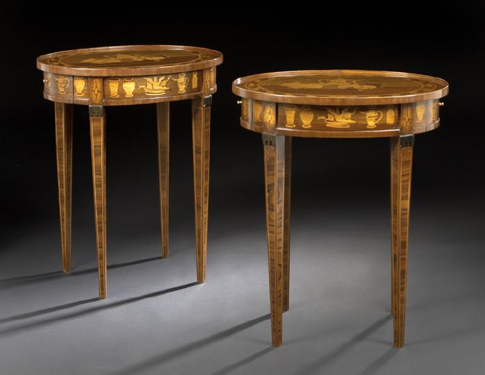 Pair of Louis XVI Style Mahogany Occasional Tables ca 1900