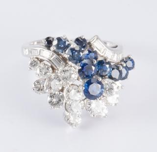 Platinum Diamond Sapphire Ring Platinum sapphire and diamond dinner ring