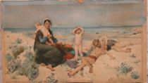 Virginie Demont Breton French 1859 1935 Mother and children at