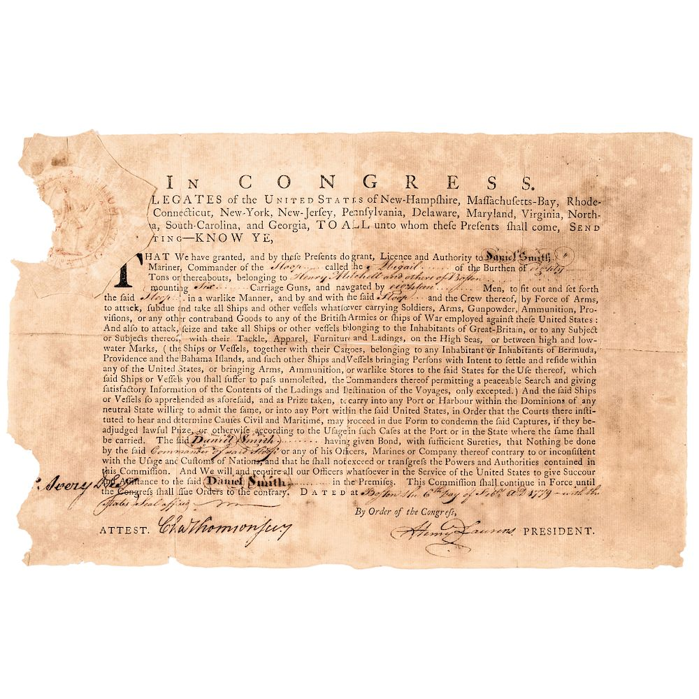 1779 President of the Continental Congress HENRY LAURENS Signed Letter