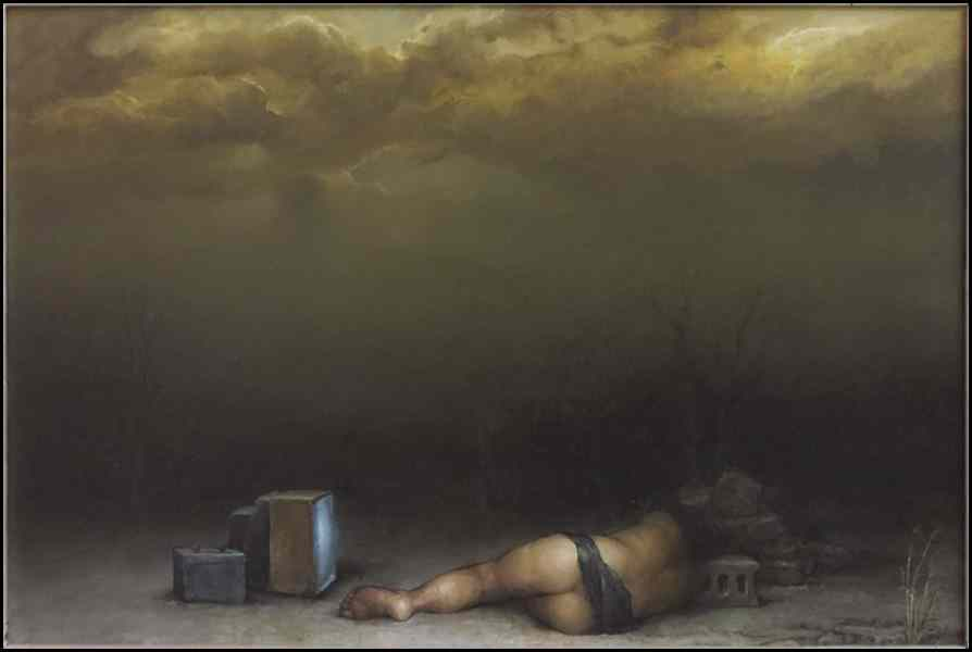STEVEN HUDSON 20TH CENTURY RECLINING FIGURE 1994 Oil on board