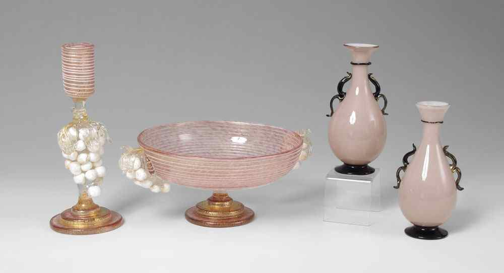 FINE VENETIAN ART GLASS 4 piece group to include aventurine